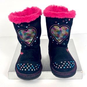 Skechers Childrens Twinkle Toes Light-Up Boots Keepsakes Heart Warmer Size 7